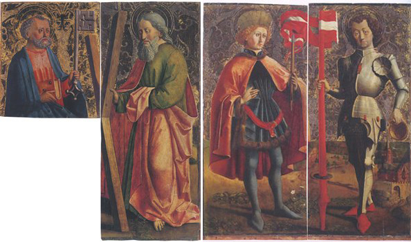 06.Meister von Uttenheim, Heiliger Petrus und Andreas und Heiliger Sebastian und Florian, um 1470