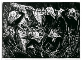 12.Lieselotte Plangger-Popp, zu Agnes Miegel „die Frauen von Nidden“, 1952, Holzschnitt