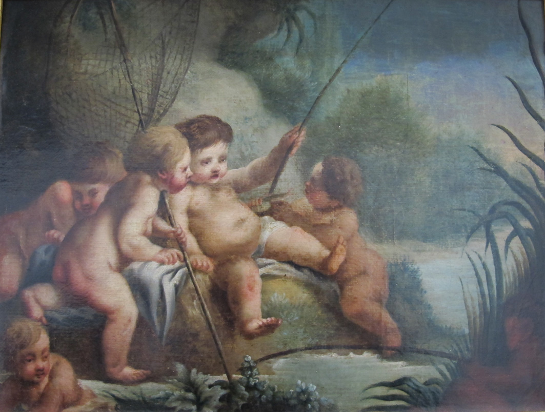 07.Unbekannter Meister, Putti beim Fischfang, Ende 18. Jahrhundert,Öl auf Leinwand
